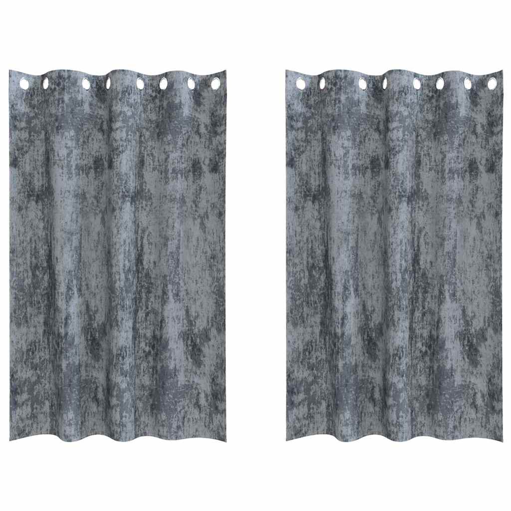   Curtain Set of 2 Silver Velvet