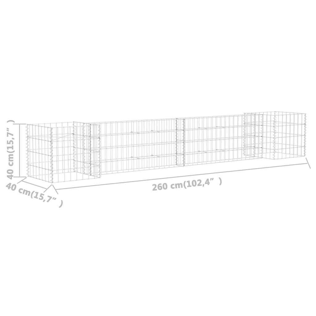   H-shaped gabion planter, steel wire, 260x