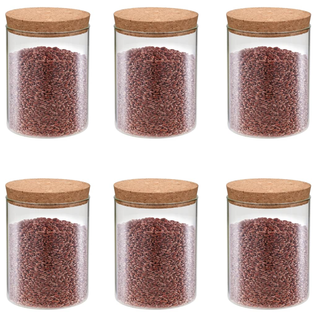   storage jars with cork lids, 6 pieces, 650 ml