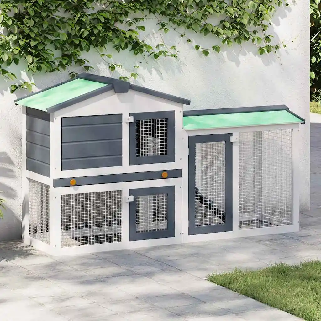 Large Rabbit Hutch Large Rabbit Hutch and 145x - Grey And White