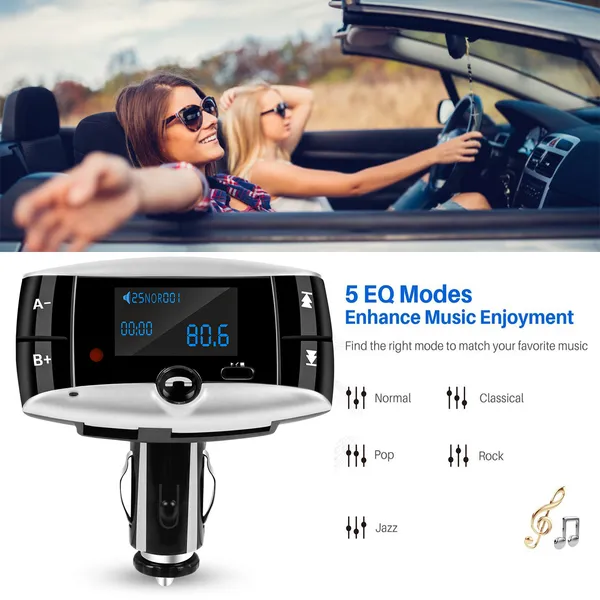 Car Wireless FM Transmitter USB Charger Hands-free Call MP3 Player SD Card Reading Aux-in LED Display - Image 2