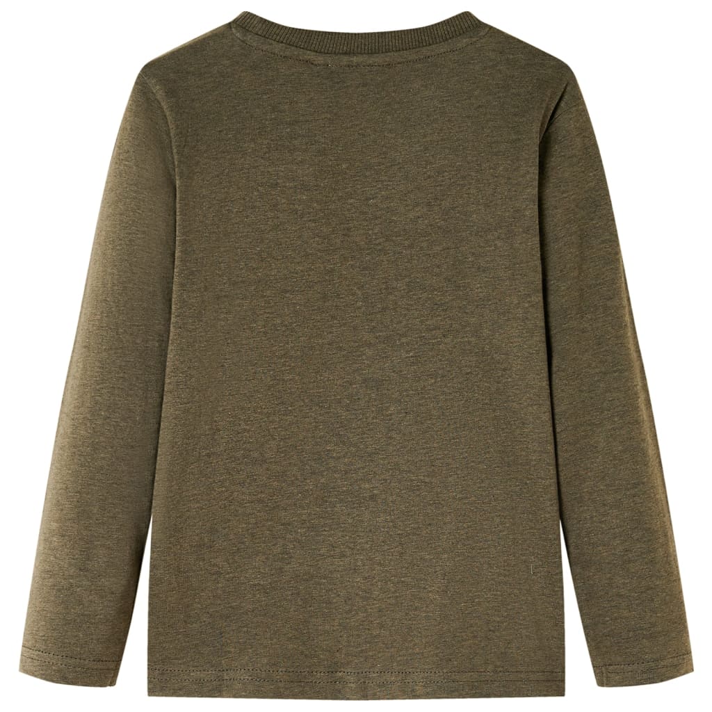Children's long-sleeved shirt, khaki melange, size 104; Children's long-sleeved shirt, khaki melange, size 116