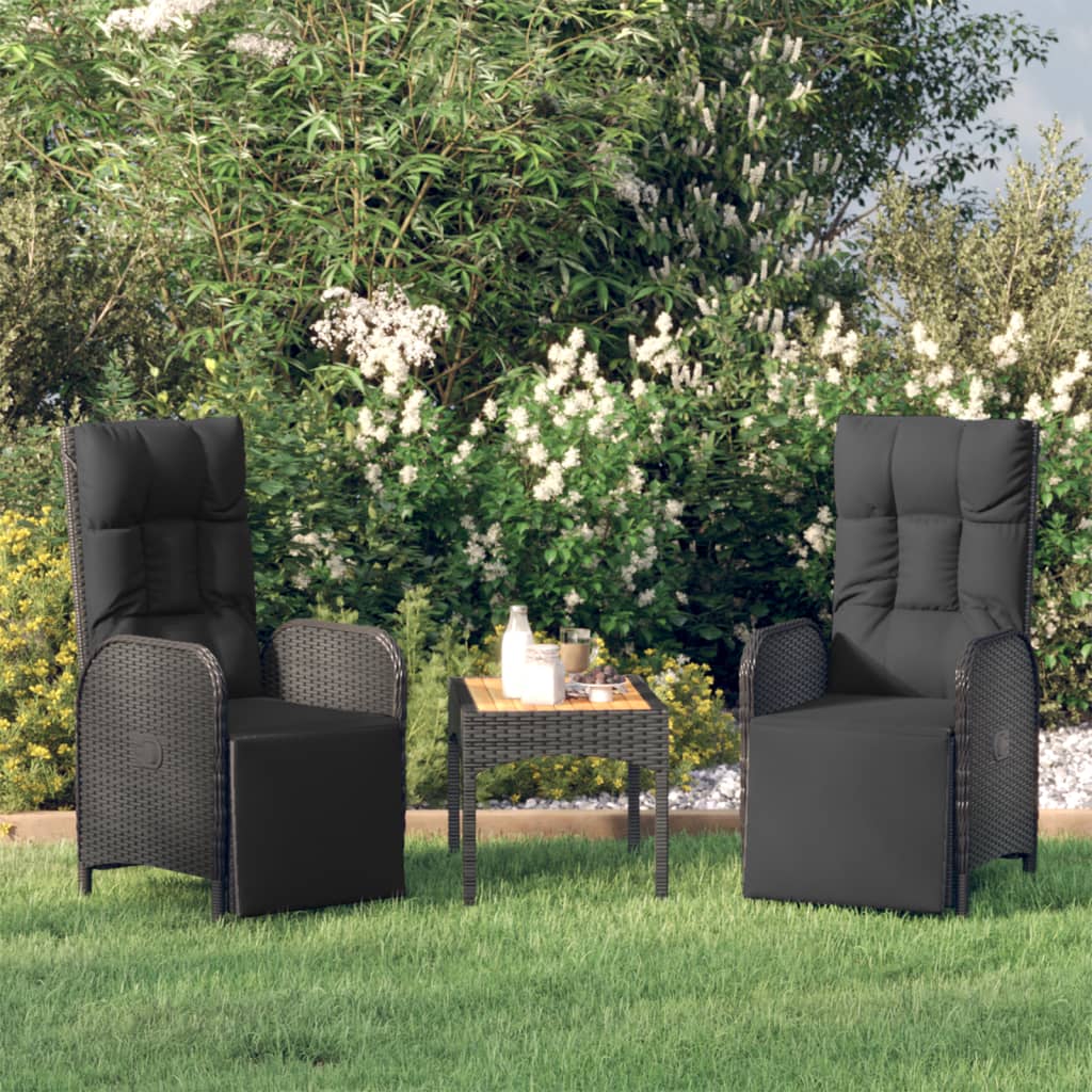 Garden Relaxing Chairs with Cushions () Poly Rattan Black - Shop at LoveMi