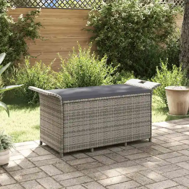 Garden Bench with Cushions 116x Poly Rattan Gray - Shop at LoveMi