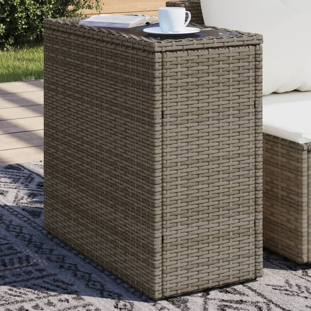 garden side table with glass top 58x27, rattan garden side table Gray - Shop at LoveMi