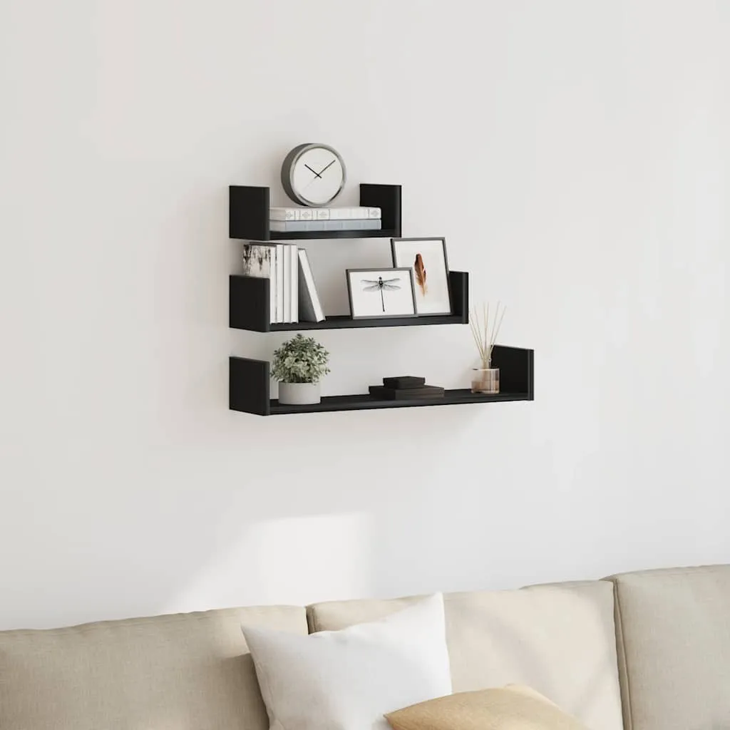 wall shelf, , wood-based material - Black Oak
