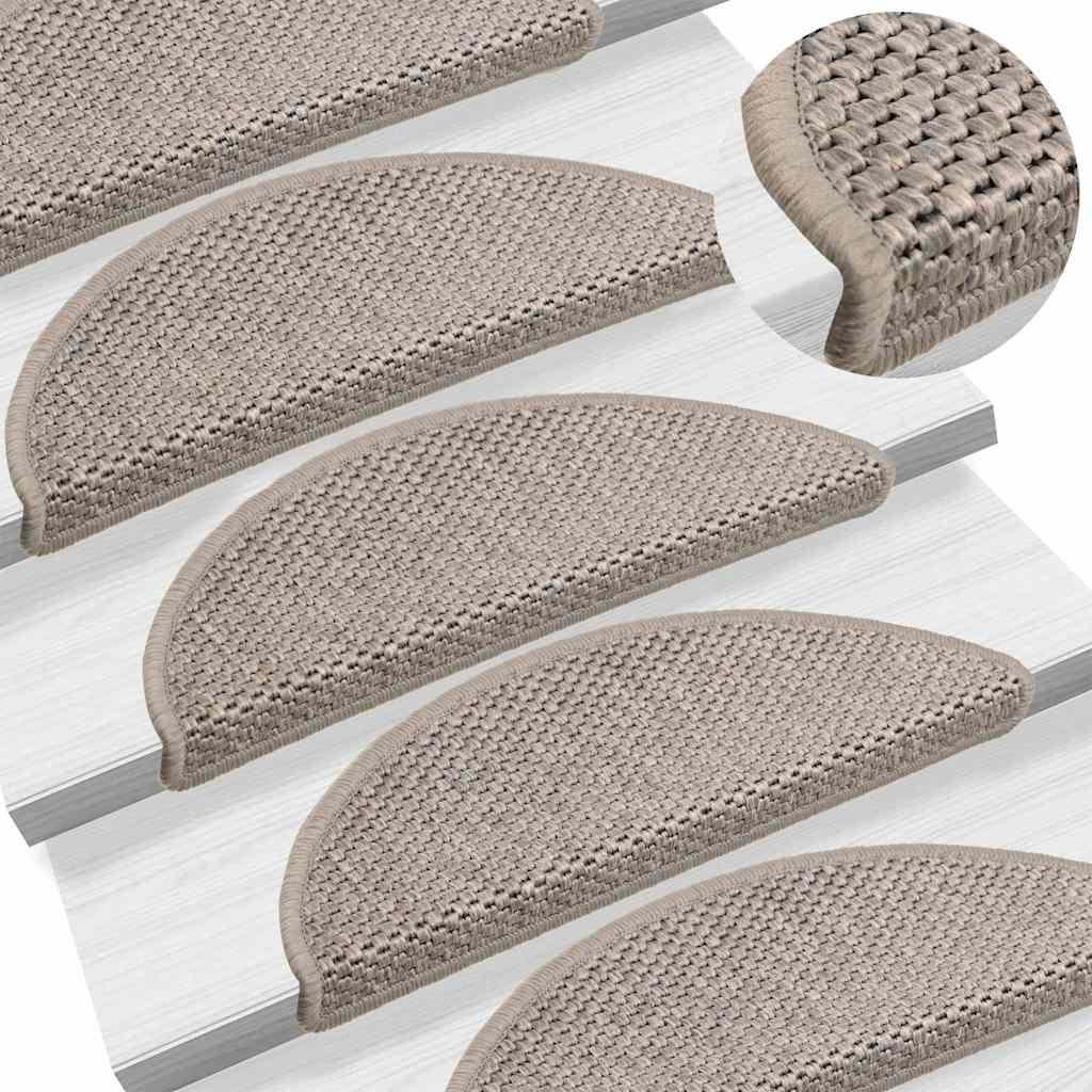   Self-Adhesive Stair Mats, Sisal Look, 15 Pieces, 56x17x3 cm, Silver