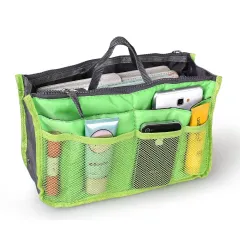 Women Lady Travel Insert Handbag Organiser Makeup Bags Toiletry Purse Liner W/Hand Strap - Green - View 1