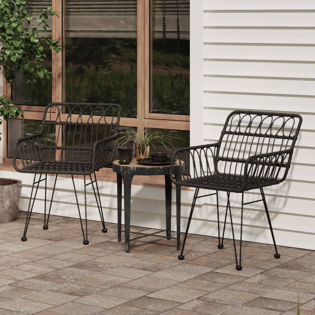 Garden Chairs . with Armrests 56x PE Rattan Black - Shop at LoveMi