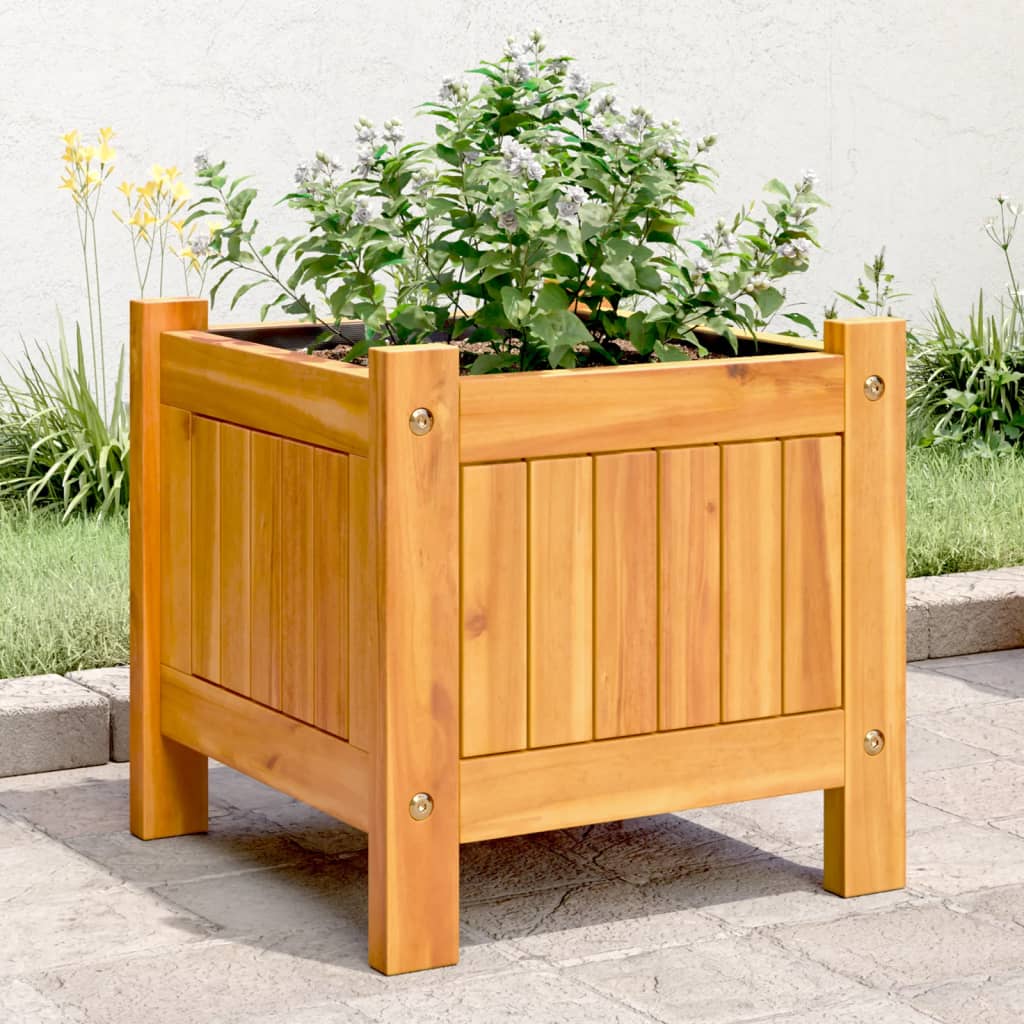   Plant Pot with Insert 31x Solid Acacia Wood  