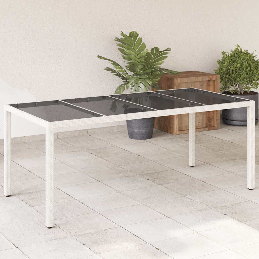 garden table with glass top 190x poly rattan White - Shop at LoveMi