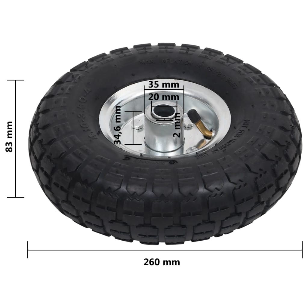 Sack truck wheels, 2 pcs., rubber, 4.10 / 3.50