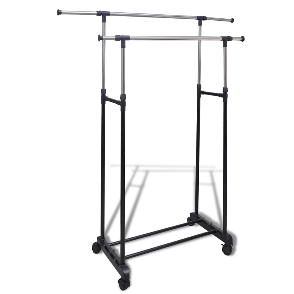   Adjustable Clothes Rack with 4 Wheels and 2 Clothes Rails