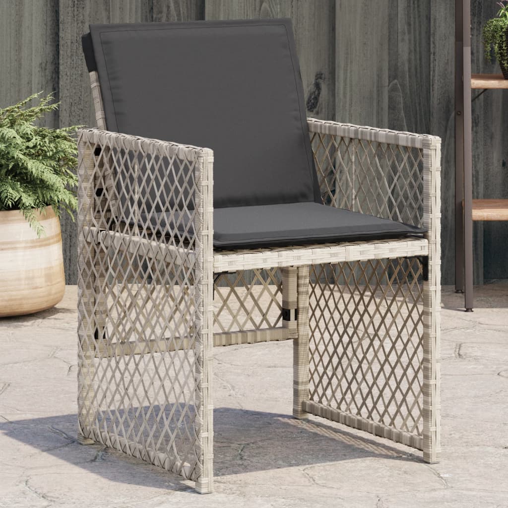 Garden Chairs with Cushions, , Poly Rattan Light Grey - Shop at LoveMi