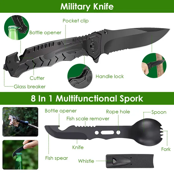 47Pcs Emergency Survival Kit Survival EDC Gear Equipment Tool - Image 3