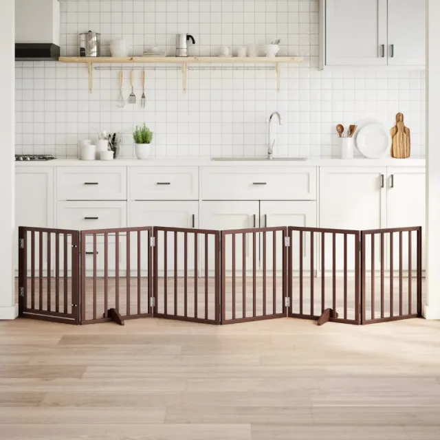 Dog Gate Foldable 3 Panels 150 cm Poplar Wood Brown - Shop at LoveMi