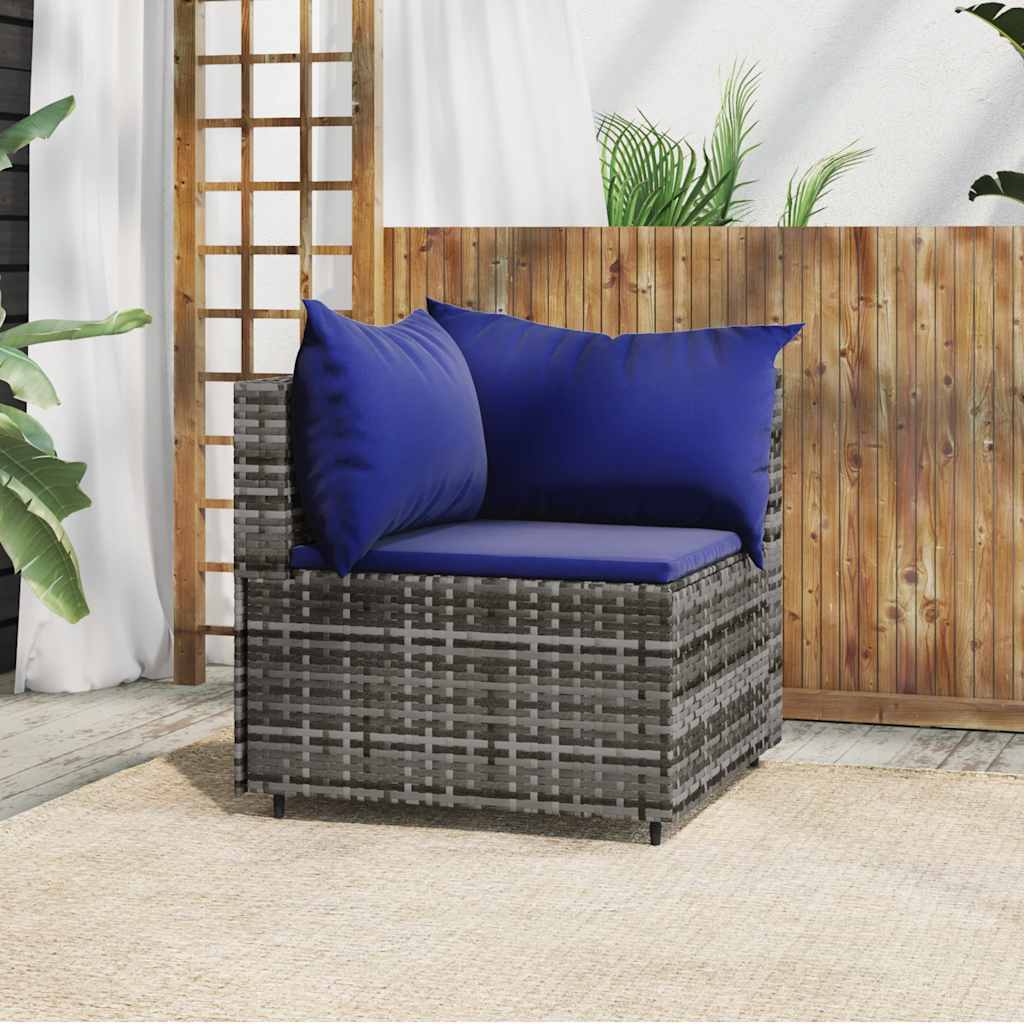 4 piece garden lounge set with cushions, poly rattan Grey And Blue - Shop at LoveMi