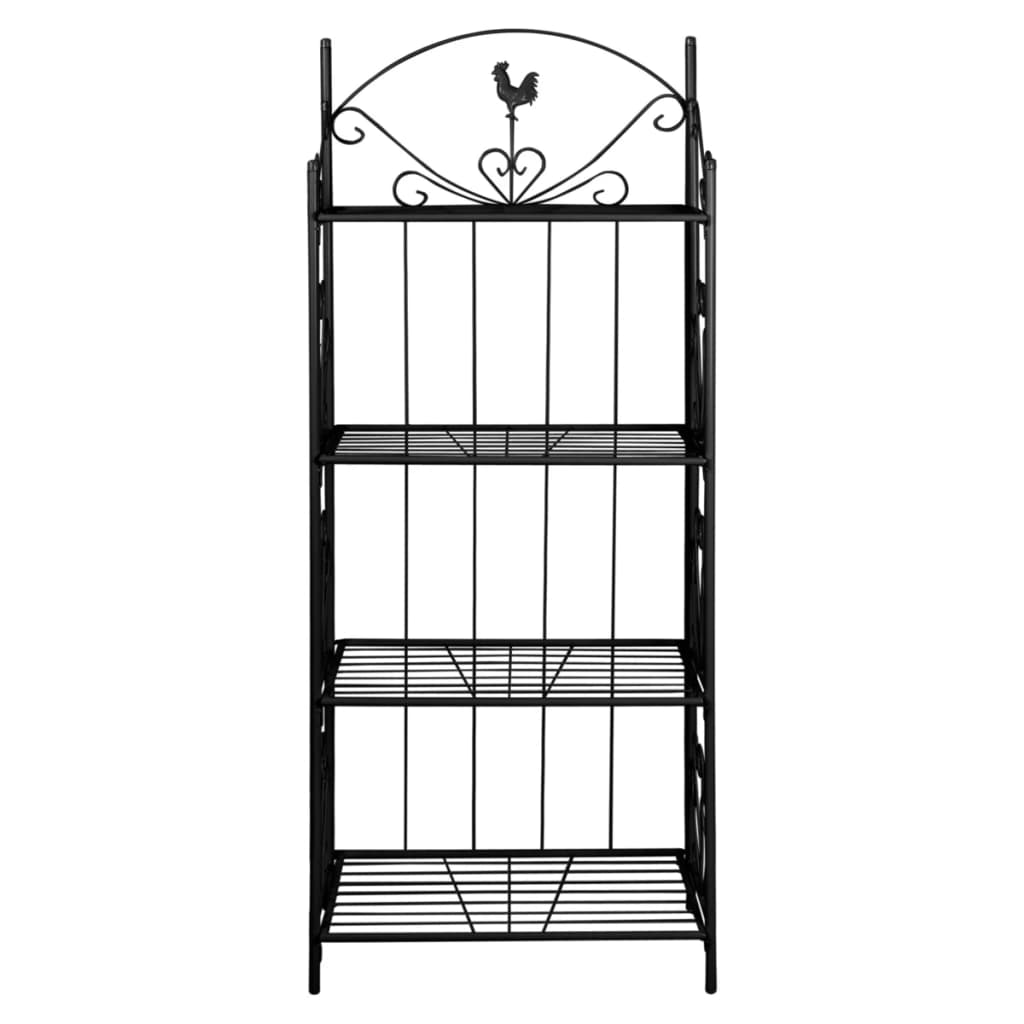 Freistehender Pflanzenständer aus schwarzem Edelstahl – elegantes Rosenmuster für Garten, Veranda oder Terrasse_voghion.com