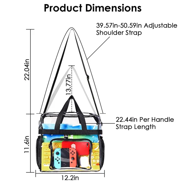 Clear Crossbody Bag Stadium Approved Clear Transparent Shoulder Bag See Through Zip Pouch Tote Bag Handbag With 11LBS Load