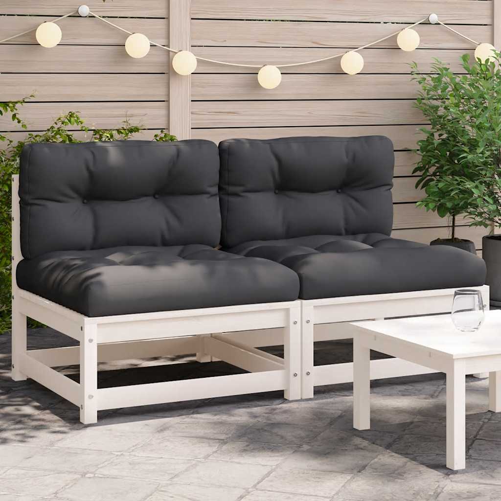 Garden Center Sofa with Anthracite Cushions, Solid Pine Wood White Pine - Shop at LoveMi