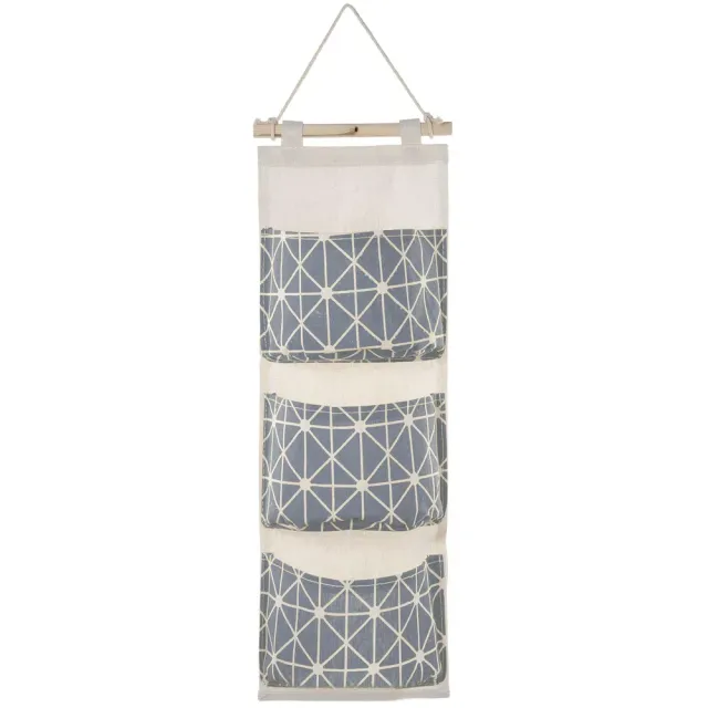 Wall Mounted Storage Bag Door Closet Hanging Storage Bag Organizer Waterproof 3 Pockets Pouch Grey - Shop at LoveMi
