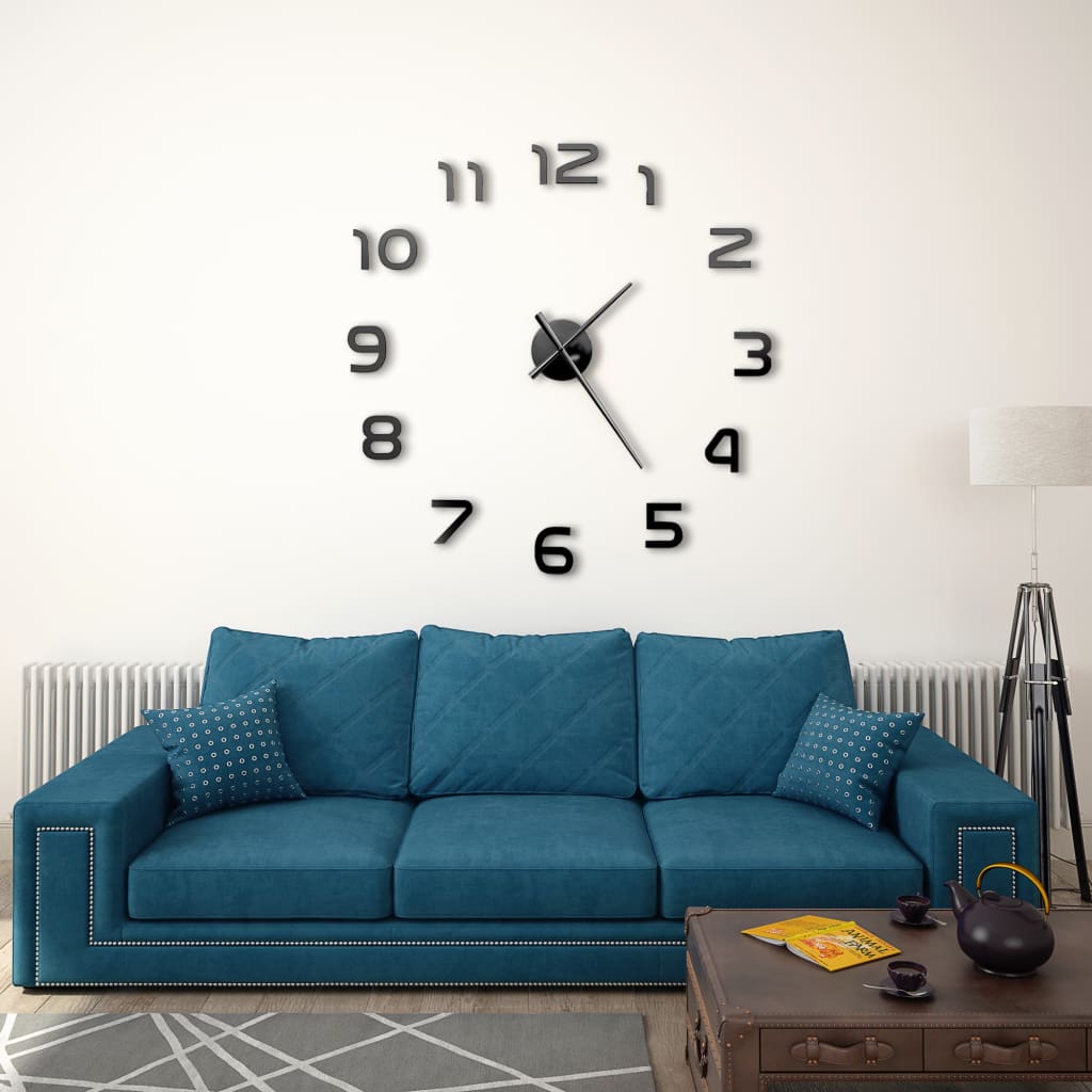 3D Wall Clock Modern Design 100 cm XXL Silver