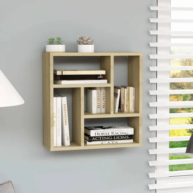 wall shelf 45.1x16x45.1 cm, wood based material Sonoma Oak - Shop at LoveMi