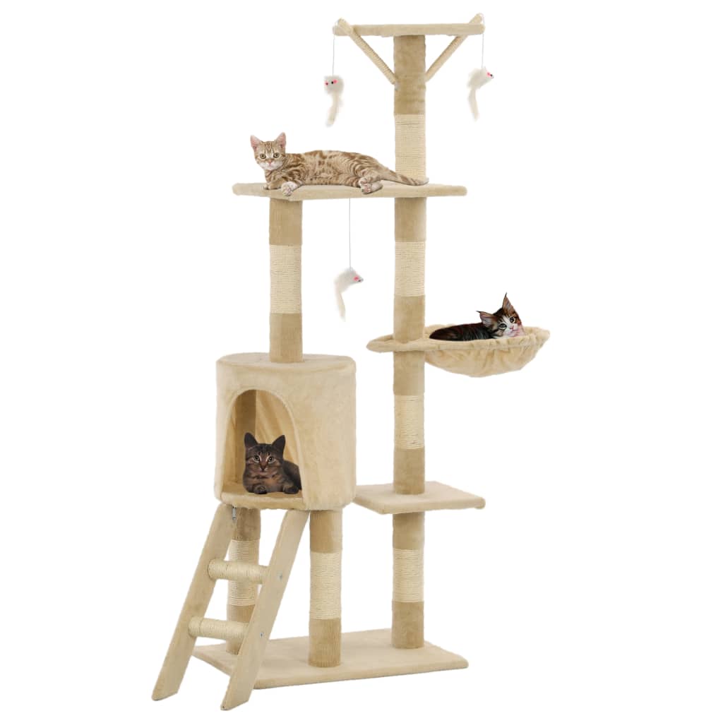 Cat Scratching Post with Sisal Posts 138 cm Cat Scratching Post Beige - Shop at LoveMi