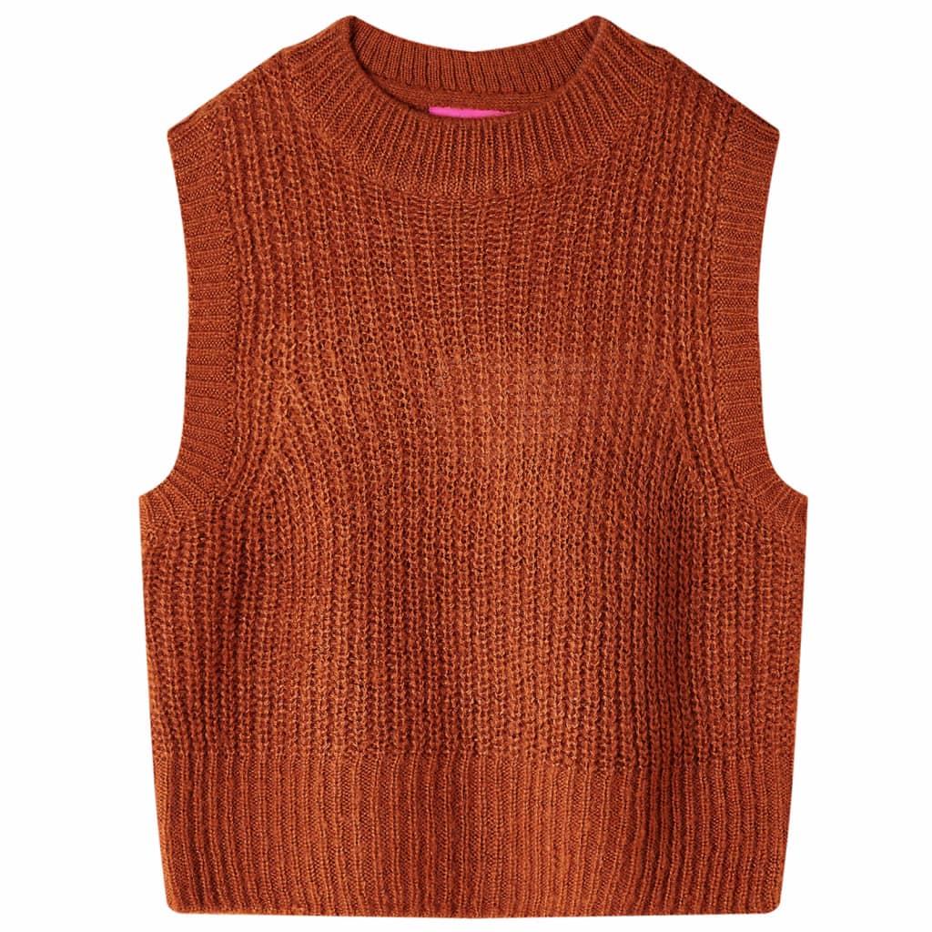 Children's knitted sweater vest, cognac, size 116