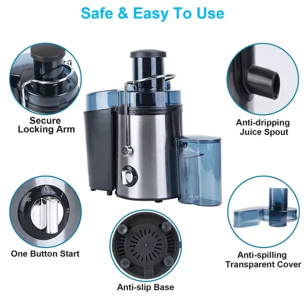 1000W Centrifugal Juicer Juice Extractor With 2 Speeds 3.6in Wide Feed Chute 17Oz Juicer Cup 54Oz Pulp Collector Electric Juicer For Fruits Vegetables