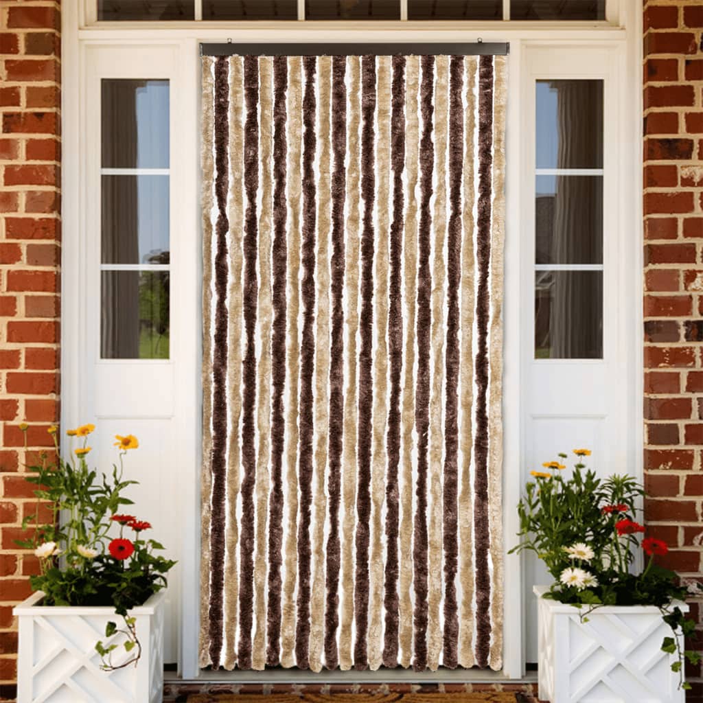   Insect Screen Curtain and Light Brown Chenille   Insect Screen Curtain and