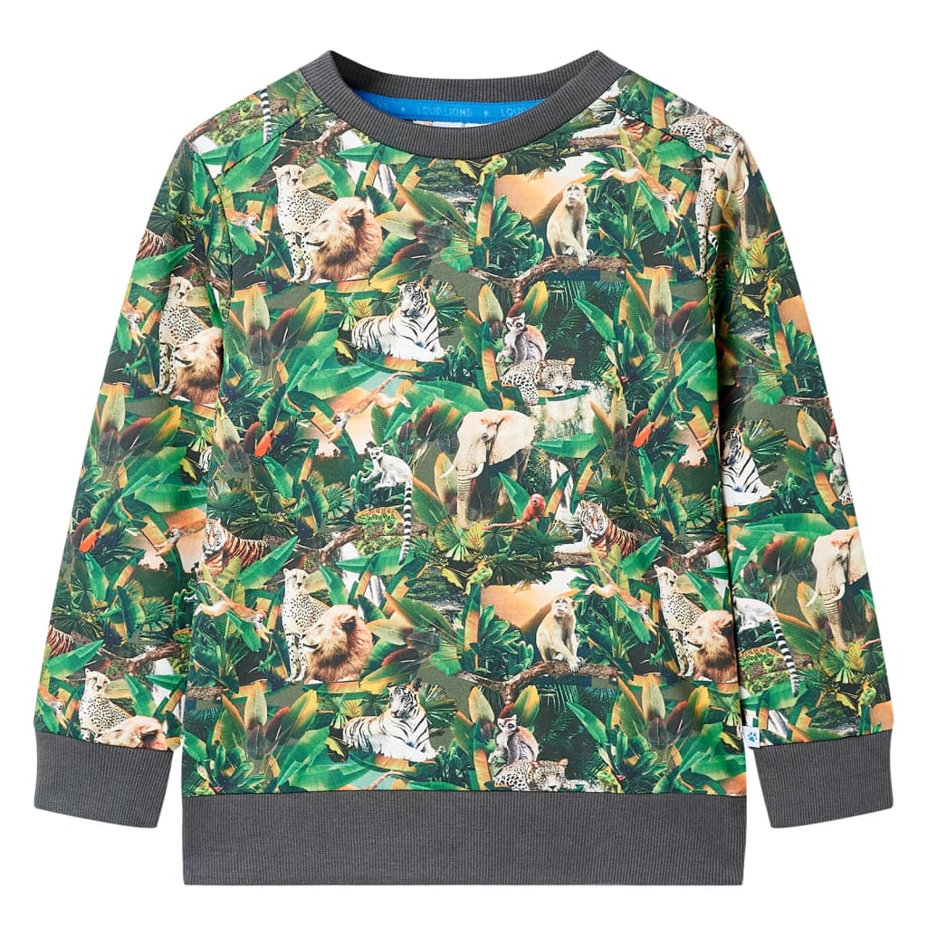 Children's sweatshirt jungle motif size 104 Children's sweatshirt jungle motif size 116 Children's sweatshirt jungle motif