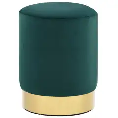 Stool Dark Green and Golden Velvet Stool - Dark Green - View 1