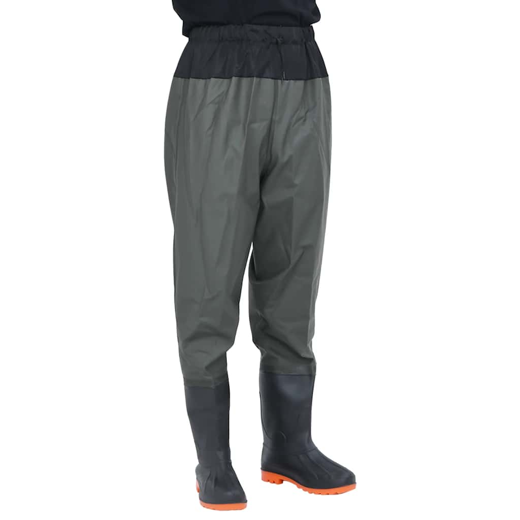   Hip Waders with Boots, Dark Green, Size 45