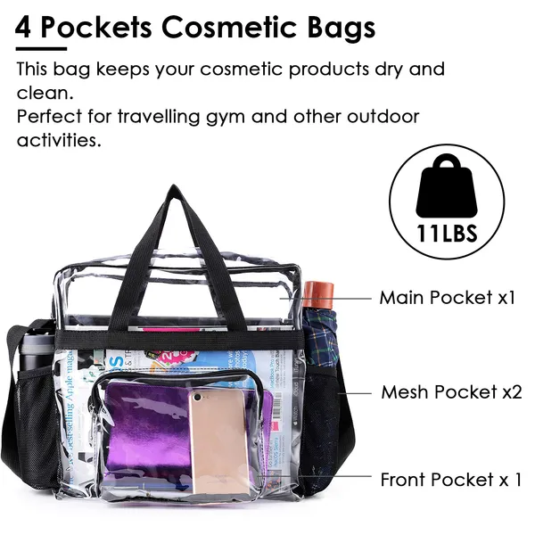 Clear Crossbody Bag Stadium Approved Clear Transparent Shoulder Bag See Through Zip Pouch Tote Bag Handbag With 11LBS Load — view 2