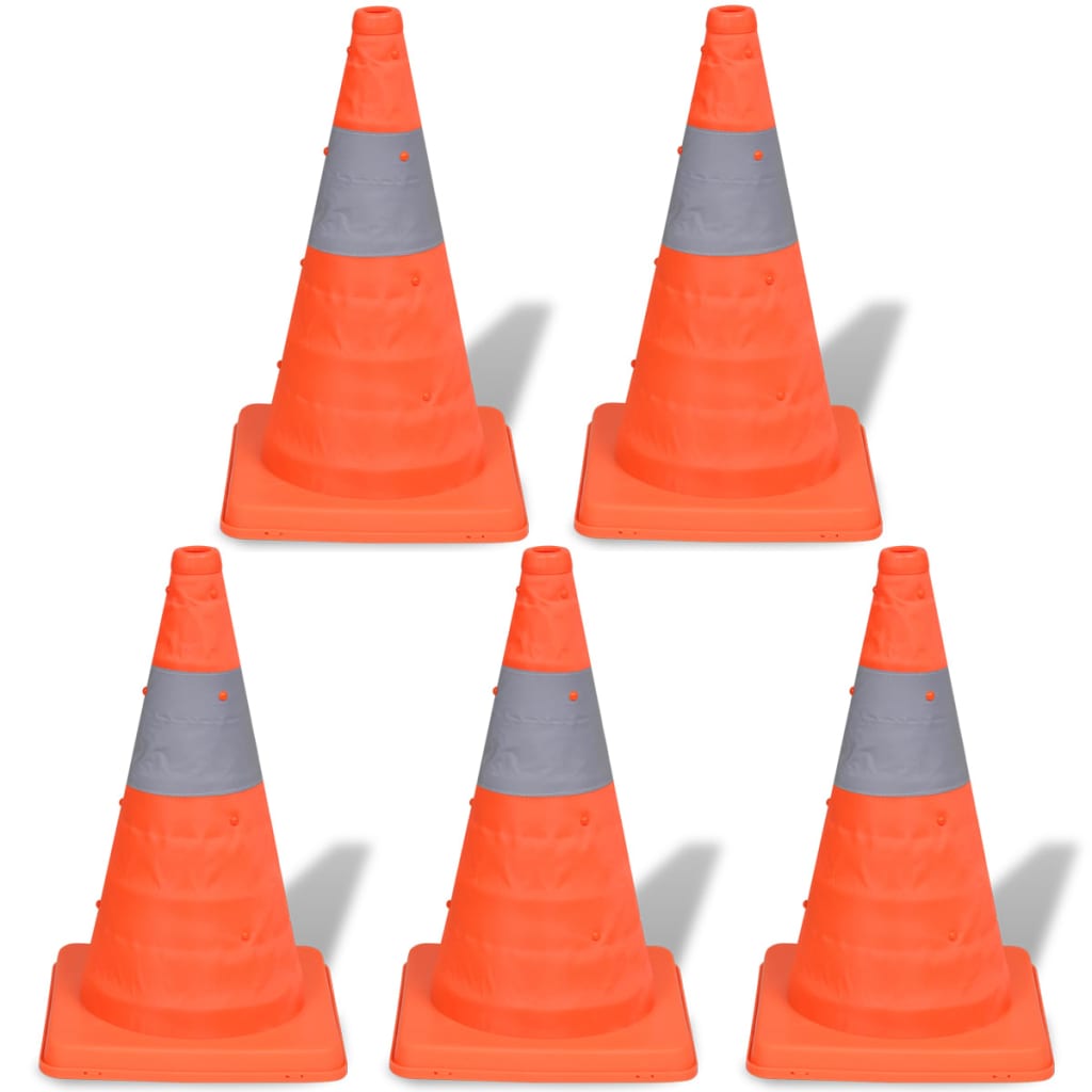 5 Pylons Traffic Cones 42 cm   Foldable Traffic Cones