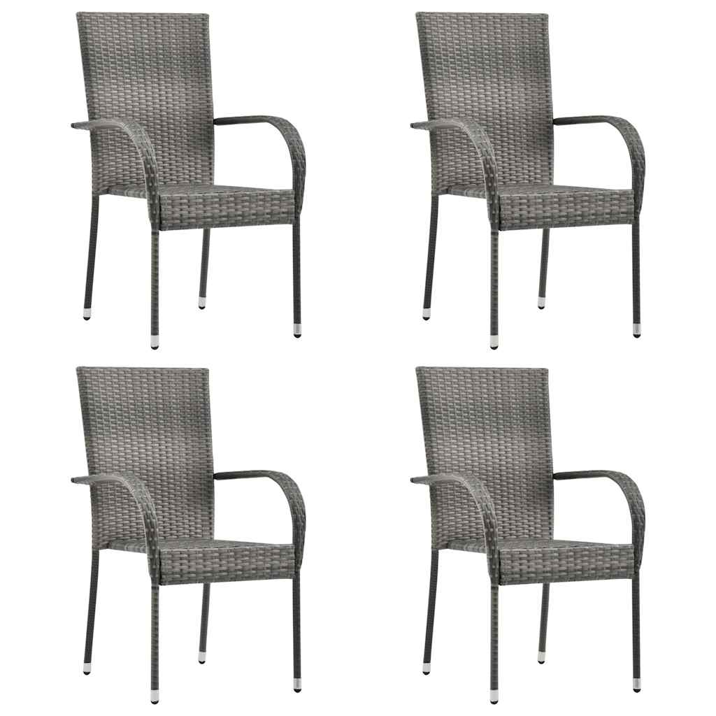 Stackable Garden Chairs . Poly Rattan Gray - Shop at LoveMi