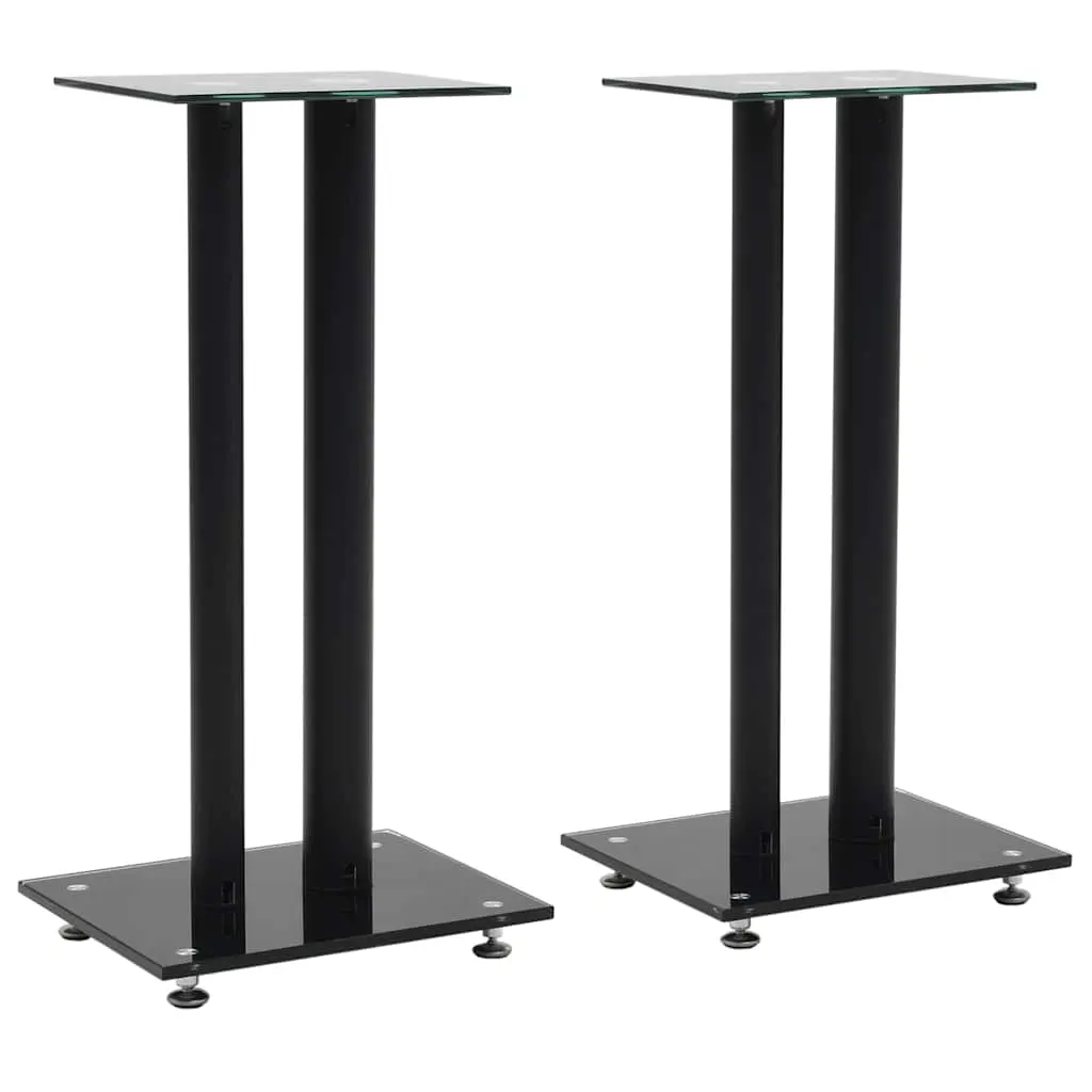 Speaker Stands, 2-Pack, Double Column Design, Tempered