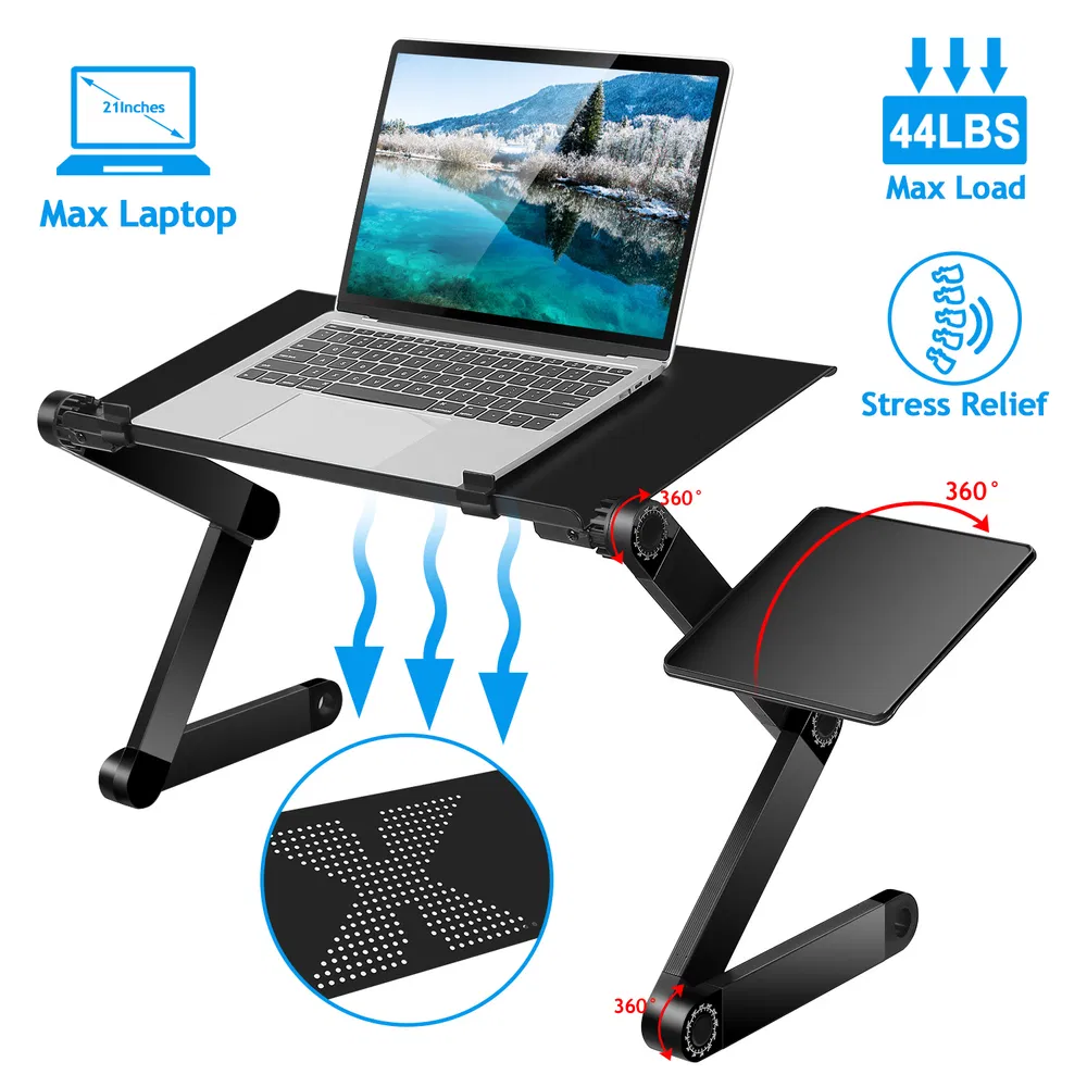 Foldable Laptop Table Bed Notebook Desk With Mouse Board Aluminum Alloy Breakfas