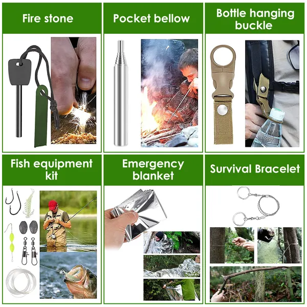 47Pcs Emergency Survival Kit Survival EDC Gear Equipment Tool - Image 4