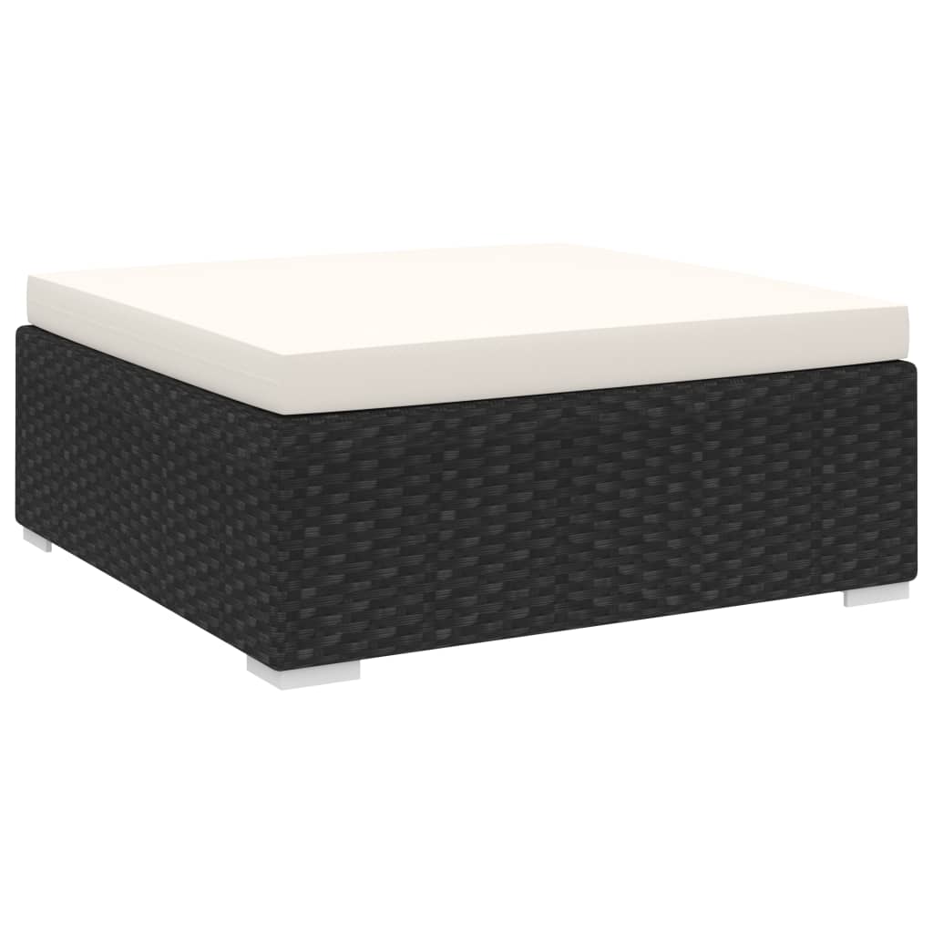 Modular Footstool . + Cushions Poly Rattan Black And White - Shop at LoveMi