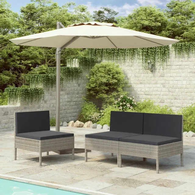 Garden Chairs with Cushions Poly Rattan Gray - Shop at LoveMi