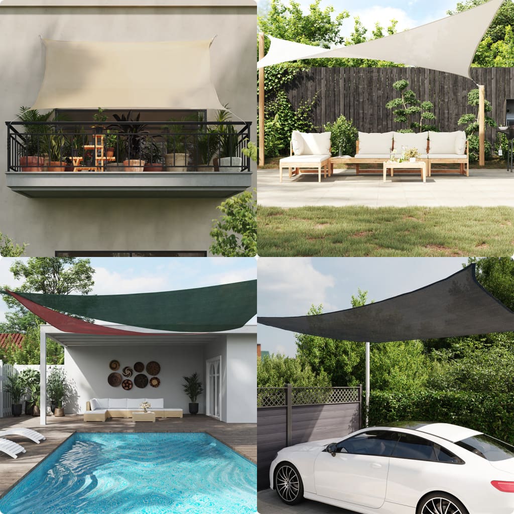 Sun Shade Sail 160 g/m² Anthracite 3.5x3.5x4.9 m HDPE Cream - Shop at LoveMi