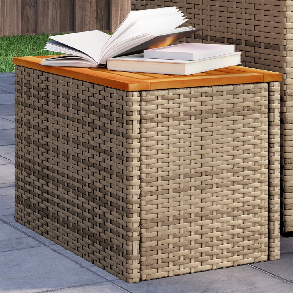 Garden Side Tables 55x Poly Rattan Beige - Shop at LoveMi