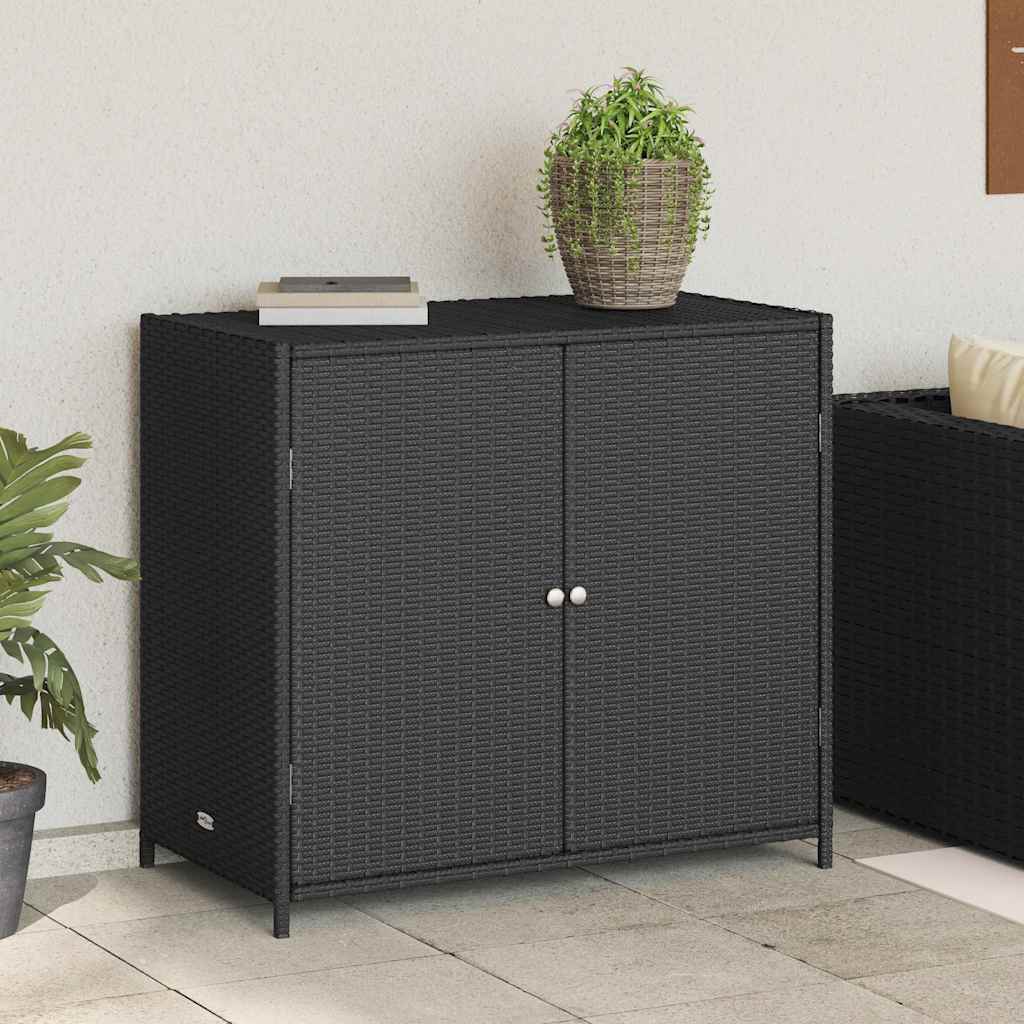 Brauner PE-Rattan-Gartenschrank – Langlebig und praktisch mit Edelstahl-Akzenten_voghion.com