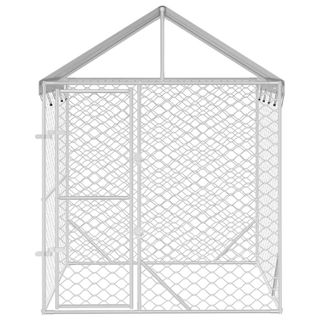   Outdoor Dog Kennel with Roof, Silver, 2x2x2.5 m, Galvanized