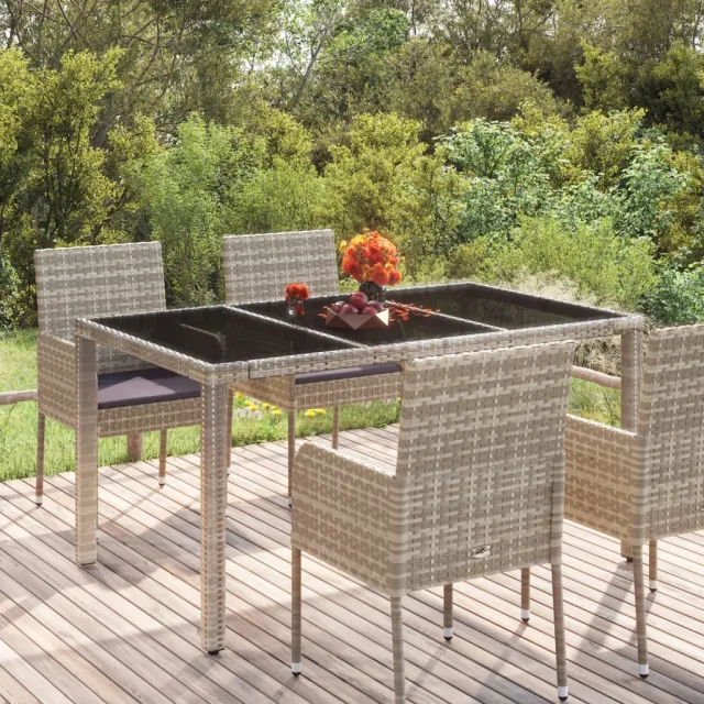 garden table with glass top 150x poly rattan Gray - Shop at LoveMi