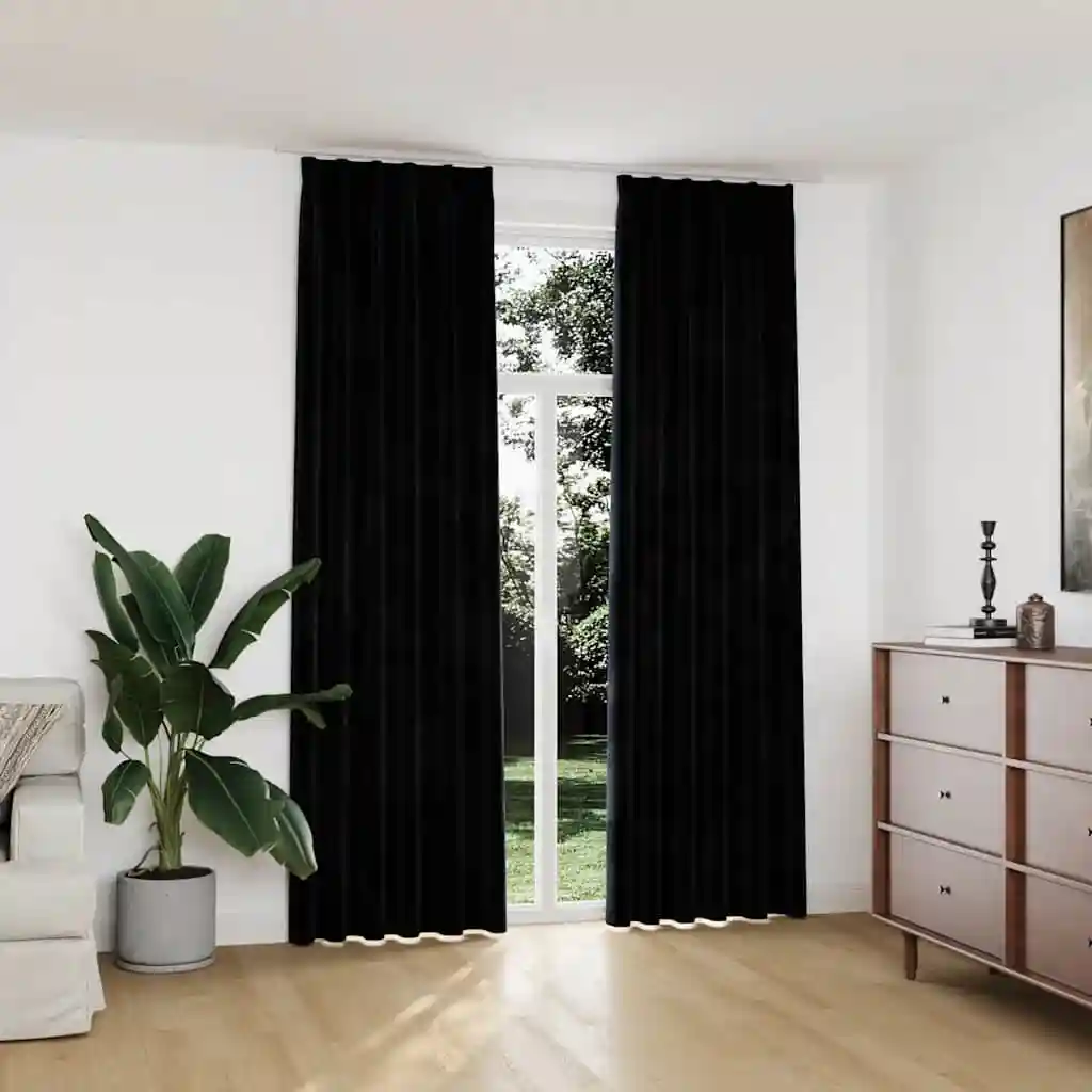 blackout curtains with hooks, 2 pieces, velvet