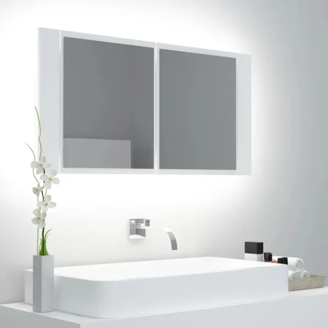 LED bathroom mirror cabinet 90x Acrylic LED bathroom mirror cabinet concrete grey 90x White - Shop at LoveMi