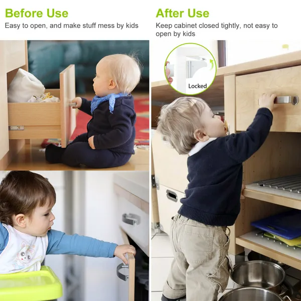 Magnetic Cabinet Locks Child Safety Drawer Locks Adhesive — White view 3